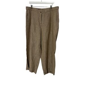 J. JILL LOVE LINEN WOMENS SIZE XLARGE TALL 100% LINEN WIDE LEG PANTS KHAKI